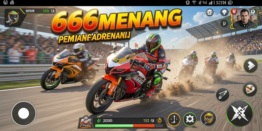 Gameplay balapan motor yang seru dan menegangkan.