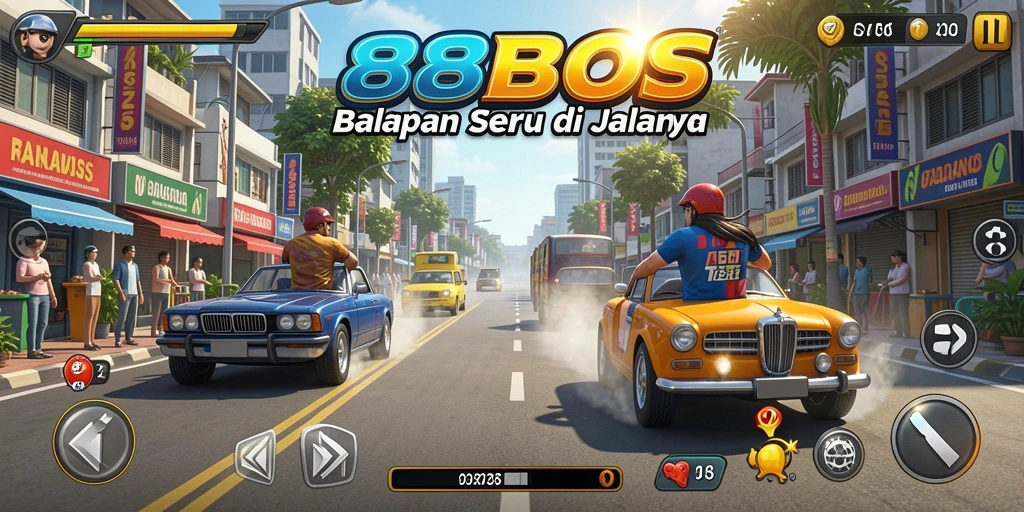 Tampilan action balapan seru di 88BOS.