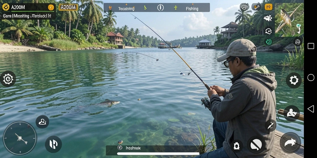 Tampilan gameplay A200M menunjukkan momen memancing yang mendebarkan.