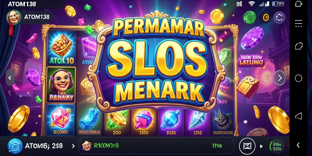 Tampilan gameplay ATOM138 saat memutar gulungan slot.