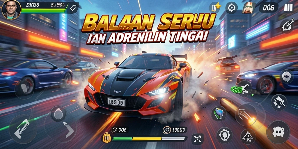 Screenshot D06 menampilkan aksi balap yang mendebarkan dan grafis yang menakjubkan.