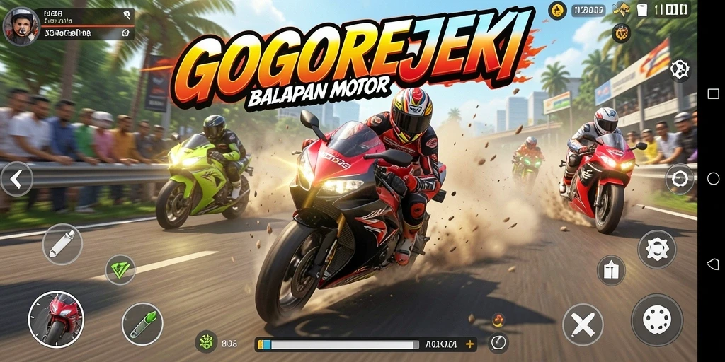 Tampilan aksi balapan motor yang mendebarkan di GOGOREJEKI