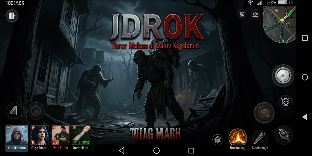 Tampilan gameplay <strong>IDROK</strong> menunjukkan suasana menyeramkan dan penuh ketegangan.