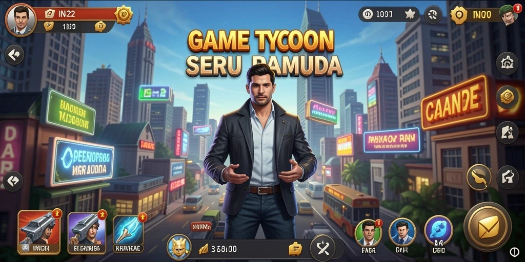 Tampilan screenshot IN22 menampilkan gameplay Tycoon yang menarik.