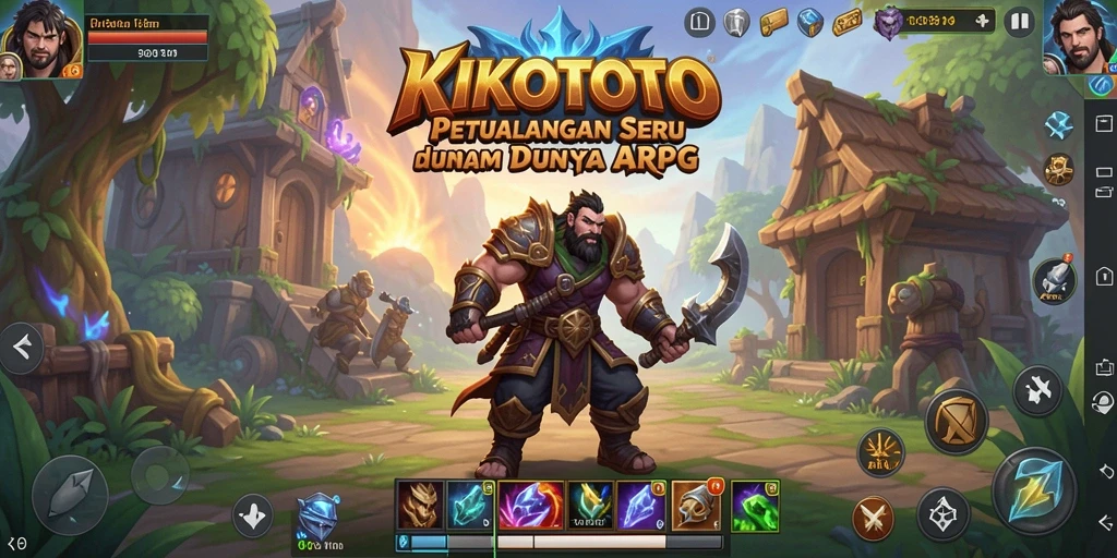 Tampilan gameplay KIKOTOTO dengan aksi epik dan karakter yang beragam.