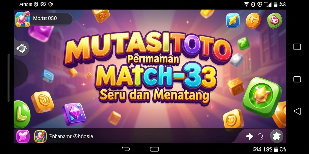 Screenshot gameplay <strong>MUTASITOTO</strong> menampilkan kombinasi gem Match-3 yang menantang.