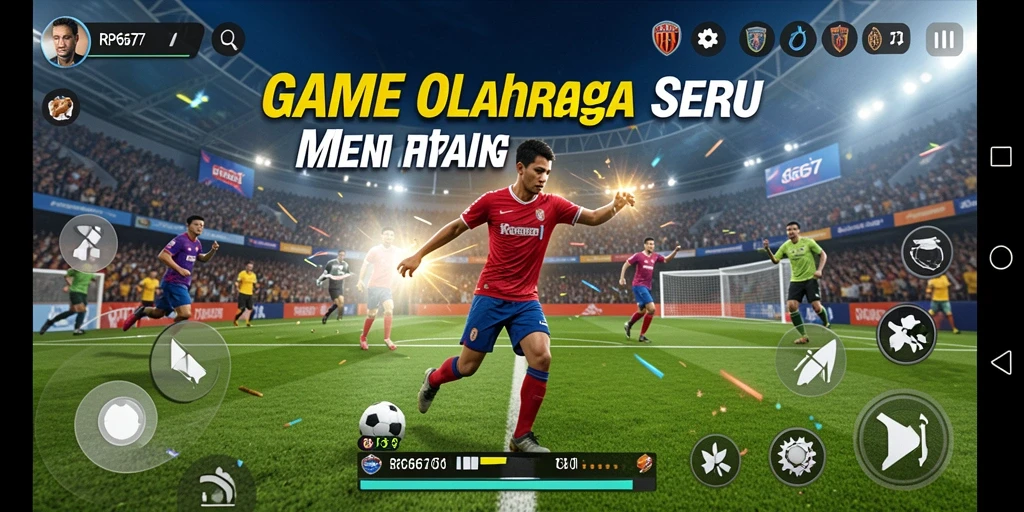 Screenshot utama RP6677 menunjukkan aksi seru dalam permainan olahraga.