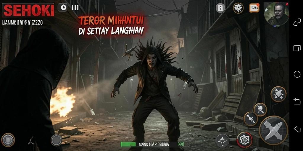 Screenshot gameplay SEHOKI menampilkan suasana Horror yang menegangkan.