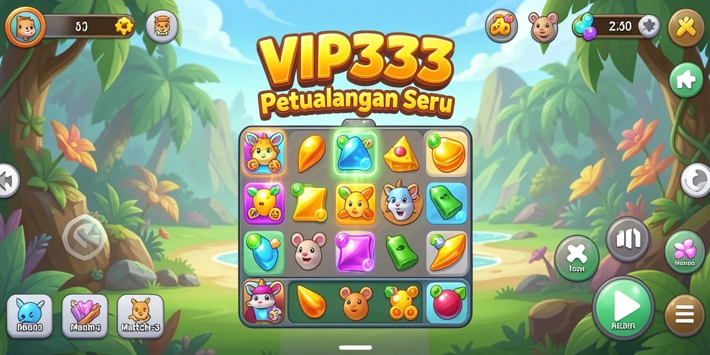 Tampilan gameplay seru dalam game Match-3 VIP333.